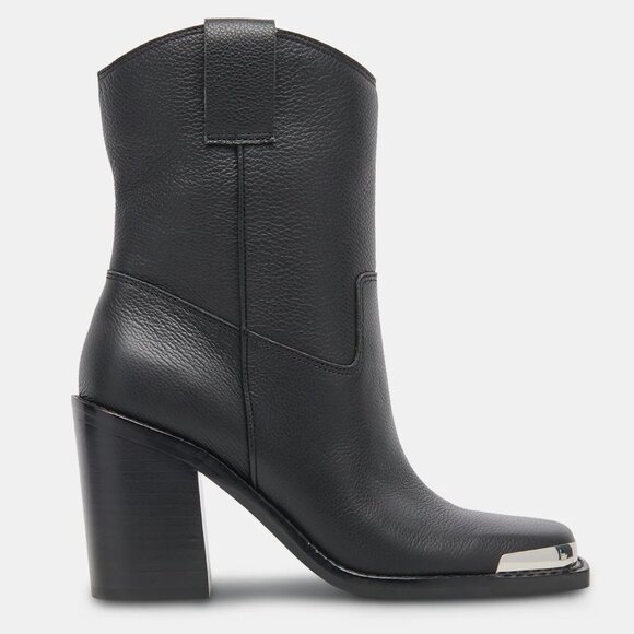 NEW DOLCE VITA Falon Western Leather Booties Black Leather for women 663mn - Picture 1 of 13